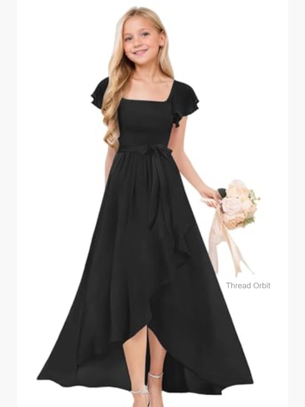 Junior Bridesmaid Dress Chiffon High Low A-Line Flower Girl Formal Wedding - Picture 2 of 2